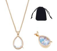 NBEADS Locket Pendant Necklaces, Memory Locket Charms Brass Teardrop Floating Memory Necklace for Beads Ashes Pet Remembering the People and Things You Love, with Velvet Pouch