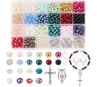 NBEADS Making Kit 1120 Pcs Necklace Making Set Prayer Making Supplies Necklace Set Cross Beads Kit for Easter Bracelet Necklace Jewelry Making