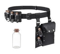 NBEADS Medieval Alchemy PULeather Belt Bag with 2 Cork Fantasy Wizard Waist Pouch Potion Vials Viking Rivet Belt Side Pouch for LARP and Ren Faire Cosplay Halloween, 27x16.5x5.8cm