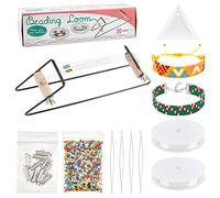 NBEADS Metal Bead Loom Kit, Including Glass Seed Beads, Elastic Thread, Beading Needles, 304 Stainless Steel Slide On End Clasp Tube Beaded Plastic Diamond Tray Ornament for Jewelry Making Bracelets