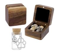 NBEADS Personalized Pet Hair Keepsake Box, Wooden Dog Hair Memorial Shadow Box with 3Pcs Glass Cork Wishing Bottles Pet Memorial Gift for Loss of Dog or Cat