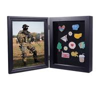 NBEADS Pin Display frame, Wooden Pin Badge Display Case Hadow Box Frame Pin Collection Display Box for Medal, Sports Awards, Wall Mountable Collectibles, 27.6x22.6x6.6cm