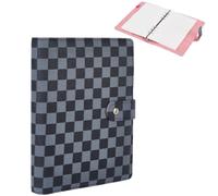 NBEADS PU Leather A5 Checkered Planner Notebook Cover, 23.5x7.8x3.65cm 6 Ring Loose Leaf Planner Notebook Snap Button Refillable Journal Binder with Card Slots 90 Sheets and 5 Pcs Index Dividers