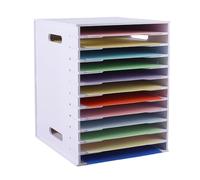 NBEADS Scrapbook Paper Organizer Storage, 12 Tier MDF Desk File Organizer with Adjustable Shelves Stackable Scrapbook Paper Storage Cube for Home Office Classroom, 29.5x26.2x33.5cm
