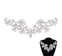 NBEADS Silver Rhinestone Patch, Flower Crystal Applique Patch Wedding Rhinestones Applique for Bridal Dress Clothes DIY Embellishments, 26.4x9cm