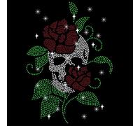 NBEADS Skull Rose Iron on Rhinestones Transfer, 29.7x21cm Flower Heat Transfer Decal Bling Crystal Decals Floral Heat Transfer Patch Clothing Repair Applique for T-Shirt Clothing