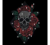 NBEADS Skull Rose Rhinestone Iron on Transfer, 29.7x21cm Heat Transfer Decal Bling Crystal Decals Clear Rhinestone Template Clothing Repair Applique for T-Shirt Clothing Pants Bags