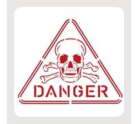 NBEADS Skull Warning Sign Painting Stencil, 30x30cm Danger Words Painting Stencils Hollow Out Art and Craft Stencils PET Reusable Templates for Street Road Wall Lake Board Drawing
