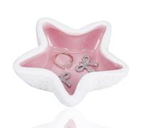 NBEADS Starfish Shape Ceramic Jewelry Tray, Ceramic Ring Earring Holder Ocean-themed Decorative Trinket Plate for Rings Earrings Necklaces Bracelet Jewelry Watch Keys, Pink, 10.5x10.8x3.3cm
