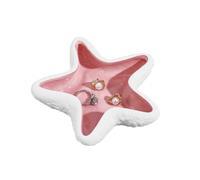 NBEADS Starfish Shape Ceramic Jewelry Tray, Porcelain Jewelry Plate Storage Tray Ring Earring Holder Ocean-themed Decorative Trinket Plate for Rings Necklaces Earring, Light Coral 13.8x14.2x3.4cm