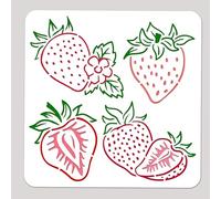 NBEADS Strawberry Fruit Painting Stencil, Fruit Core Flower Leaf Pattern Wall Templates Art and Craft Stencils PET Reusable Templates for Wall Floor Wood Canvas Furniture Decor, 30x30cm