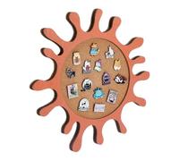 NBEADS Sun Cork Pin Display Board, 12.8x12.2inch Wall Mounted Wooden Bulletin Board Salmon Framed Corkboard for Brooch Storage Office Home Decor, 0.7inch Thick