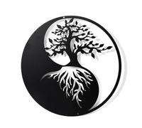 NBEADS Tree of Life Metal Wall Art Decor, 30cm Yin Yang Wall Art Black Wall Hanging Decor Silhouette for Bedroom Living Room Bathroom Office Garden Hotel Wall Decoration