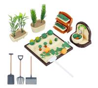 NBEADS Vegetable Figurines Mini Garden Tools, Mini Shovel Rake Farm Model Kits Dollhouse Decorations Miniature Field Scene Landscape Outdoor Small Ornament for Desktop Ornament