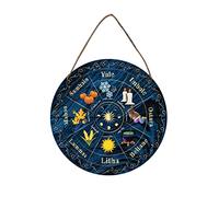 NBEADS Wheel Of The Year Wood Sign, 30cm Sabbats Norse Pagan Sign Witches Runes Wood Engraved Board Wiccan Holidays, Wicca Calendar, Yule Altar, Celestial Sign, Vintage Handmade Christmas Sign Decor