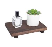 NBEADS Wooden Pedestal Stand for Kitchen Bathroom Counter, Wood Riser Soap Tray Rustic Display Tray Rectangle Serving Tray for Candles Bottles Makeup Towels Plant, Coconut Brown, 23x15x4cm