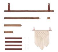 NBEADS Wooden Tapestry Adjustable Hanger, Telescopic Hanger with 4 PU Leather Loop Straps for Tapestries Blankets Curtains Dream Catcher Wall Decoration, 3.05-41.5cm