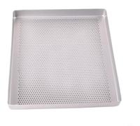NbgrvB 11 Inch Square Perforated Aluminum Baking Pan 28x28cm Non Slip Cake Bread Pizza Tray Silver