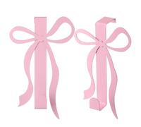 NbgrvB 2-Pack Pink Bow Tie Over Door Hooks Metal Arch Wall Hanger for Towels Bags Jackets Rust-Proof Decor for Girls Room Bathroom Living Area