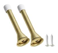 NbgrvB 2PCS Spring Door Stopper Stainless Steel 360 Degree Flexible Buffer with Base Plate and Screws for Wall Protection Silver Gold