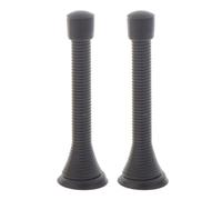 NbgrvB 2PCS Spring Door Stopper Stainless Steel 360 Degree Flexible Buffer with Base Plate and Screws for Wall Protection Silver Black
