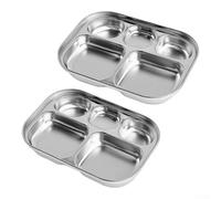 NbgrvB 304 Steel Sectioned Dinner Plate 2-Pack Silver