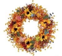 NbgrvB 45cm Diameter Artificial Wreath Yellow Maple Leaf Pumpkin decor