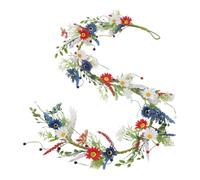 NbgrvB 59 Inch Patriotic Floral Garland for Red White Blue Silk Vine Hol