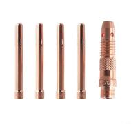 NbgrvB 5PCS 2.4mm TIG Collet Set for WP17 18 26 Series, 4X 10N24 Collets Plus 1x 10N32 Body, Red Copper for Lincoln PTA and PTW Welding Torches