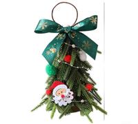 NbgrvB 8-Inch Mini Christmas Tree Ornament PE Foam Desktop Decoration with Festive Red White Snowflake and Red Green Santa Design, for Holiday Tabletop Shelf Display at Home or Office(B)