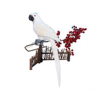 NbgrvB Artificial Feathered Parrot Statue 45cm Realistic Fake Bird Model Garden Decor Christmas Tree Ornament(White)