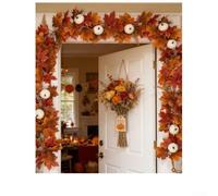 NbgrvB Artificial Maple Leaf Garland 7ft Autumn Vine for Thanksgiving Decor - Realistic Silk Foliage for Mantel Door Wreath Halloween Party(239-4)