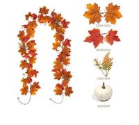 NbgrvB Artificial Maple Leaf Garland 7ft Autumn Vine for Thanksgiving Decor - Realistic Silk Foliage for Mantel Door Wreath Halloween Party(239-3)