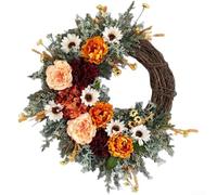 NbgrvB Autumn Harvest Wreath 30cm Silk Peony Sunflower Pumpkin(30 Cm)