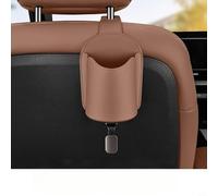 NbgrvB Car for Seat Back Hook Organizer with Cup Holder, Leather Headrest Phone Storage Mount with Charging Port Drinks and Mobile Devices, (Black)(Brown)