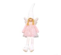 NbgrvB Christmas Angels Doll Decoration in Soft White and Pink with Telescopic Legs for Tree Hanging or Shelf Display(sitting pink)