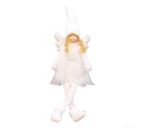 NbgrvB Christmas Angels Doll Decoration in Soft White and Pink with Telescopic Legs for Tree Hanging or Shelf Display(sitting white)