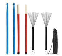 NbgrvB Complete Drumming Kit:, Wire Brushes and Bag - for Red AB | Drumstick Set with Brushes and Storage Bag - for Red ABS Kit Drummers for Red Drum and Brush Bundle