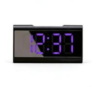 NbgrvB Digital LED Mirror Alarm Clock Showing Time Temperature Date, for Dual Power Supply USB Battery, Dimmable Brightness Night Mode for Home Office Desktop for Red(Blue)