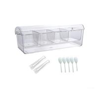 NbgrvB Divided Snack Box 5 Section Food Storage Container with Cooling Base for Picnic Veggie Organizer Clear Lid 41cm(5 tools and 2 clamps)