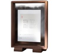 NbgrvB Double Sided Acrylic Photo Frame for Chinese Painting Calligraphy Display Stand Solid Wood Base New Chinese Style Home Decor Walnut Black Walnut-L