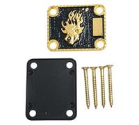 NbgrvB Electric Guitar Neck Plate Metal Alloy Strong(GoldA) | Fits for tele and bass, 63x51mm size, 4-hole design, easy install, sturdy steel construction