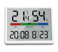 NbgrvB Electronic Clock with Large LCD Display, Digital Thermometer Hygrometer, Wall Mounted Calendar Alarm Clock for Home Office Kitchen, Battery Powered ((((White)