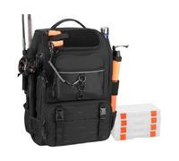 NbgrvB Fishing Backpack 40L with Rod Holder Multifunctional Tackle Rucksack in 600D Oxford Cloth 14 Pockets for Hiking Camping Travel Black black