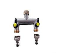 NbgrvB for Heavy Duty Brass 2-Way Faucet Splitter, 3/4-In T-Type Water Distributor with Handle for and Tap(B)