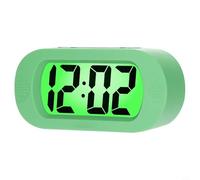 NbgrvB for Large LCD Digital Alarm Clock with Snooze and Night Light, Silicone Protective Cover, USB or Battery Powered, Portable Travel, Bedroom, Office, White(green)