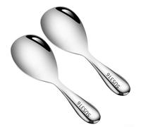 NbgrvB Handle Steel Rice Scoop Spoon Blueprint Non Cookware 2pack Kitchen Utensil Having for Stainless and Ergonomic Thickened Simple to C