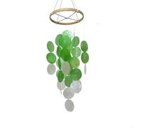NbgrvB Handmade Shell Wind Chime 40cm, Bohemian Coastal Decor with Soothing Melodies Garden Patio(Green)