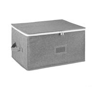 NbgrvB Hard Shell Wine Glass Storage Box Holds 12, Stackable Case with Adjustable Dividers and Label Window, Grey