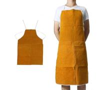 NbgrvB Heavy Duty Leather Welding Apron, Adjustable Safety Bib for Welders and Carpenters, Heat Resistant Cowhide Protection 65x95cm